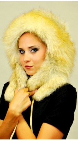 Golden fire fox fur hat Ushanka
